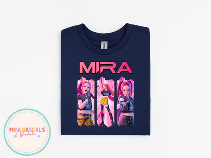 KPOP Demon Hunters Mira Kids T-Shirt | Huntrxx Girls Graphic Tee | Character Birthday Top