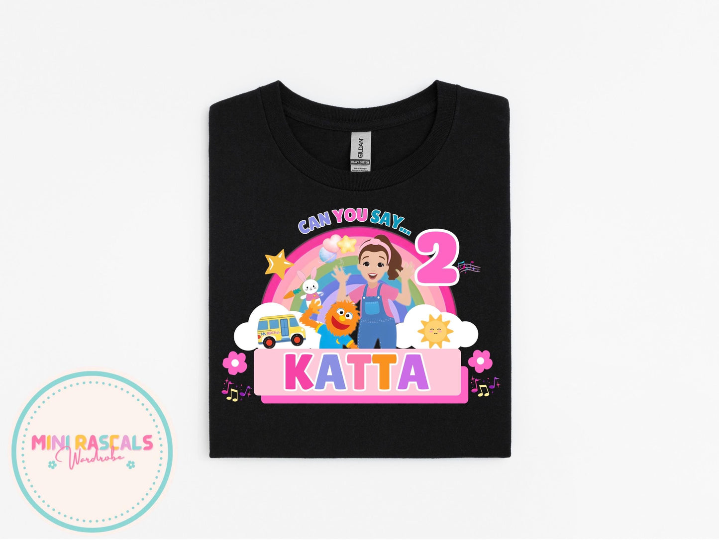 Ms Rachel Pink ‘Can You Say’ Birthday Personalised Tshirt and Sweatshirt – Custom Name Birthday Shirt – Kids Birthday Outfit