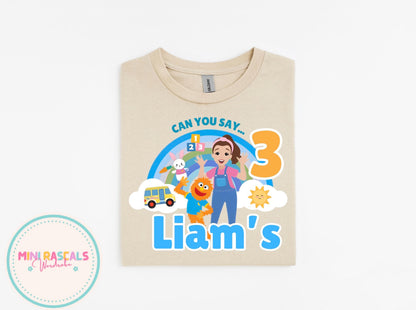 Ms Rachel Blue ‘Can You Say’ Birthday Personalised Tshirt and Sweatshirt – Custom Name Birthday Shirt – Kids Birthday Outfit