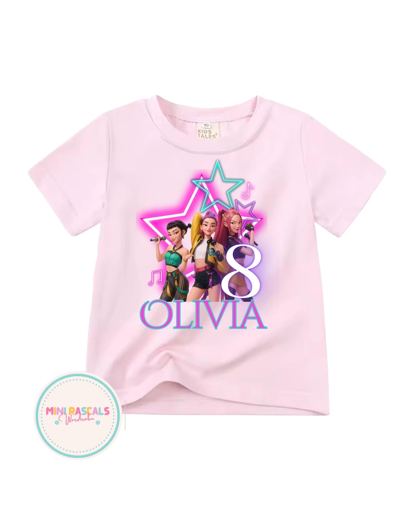 Personalised KPOP Demon Hunters Birthday T-Shirt & Sweatshirt | Custom Name & Age | Huntrxx Kids Birthday Outfit