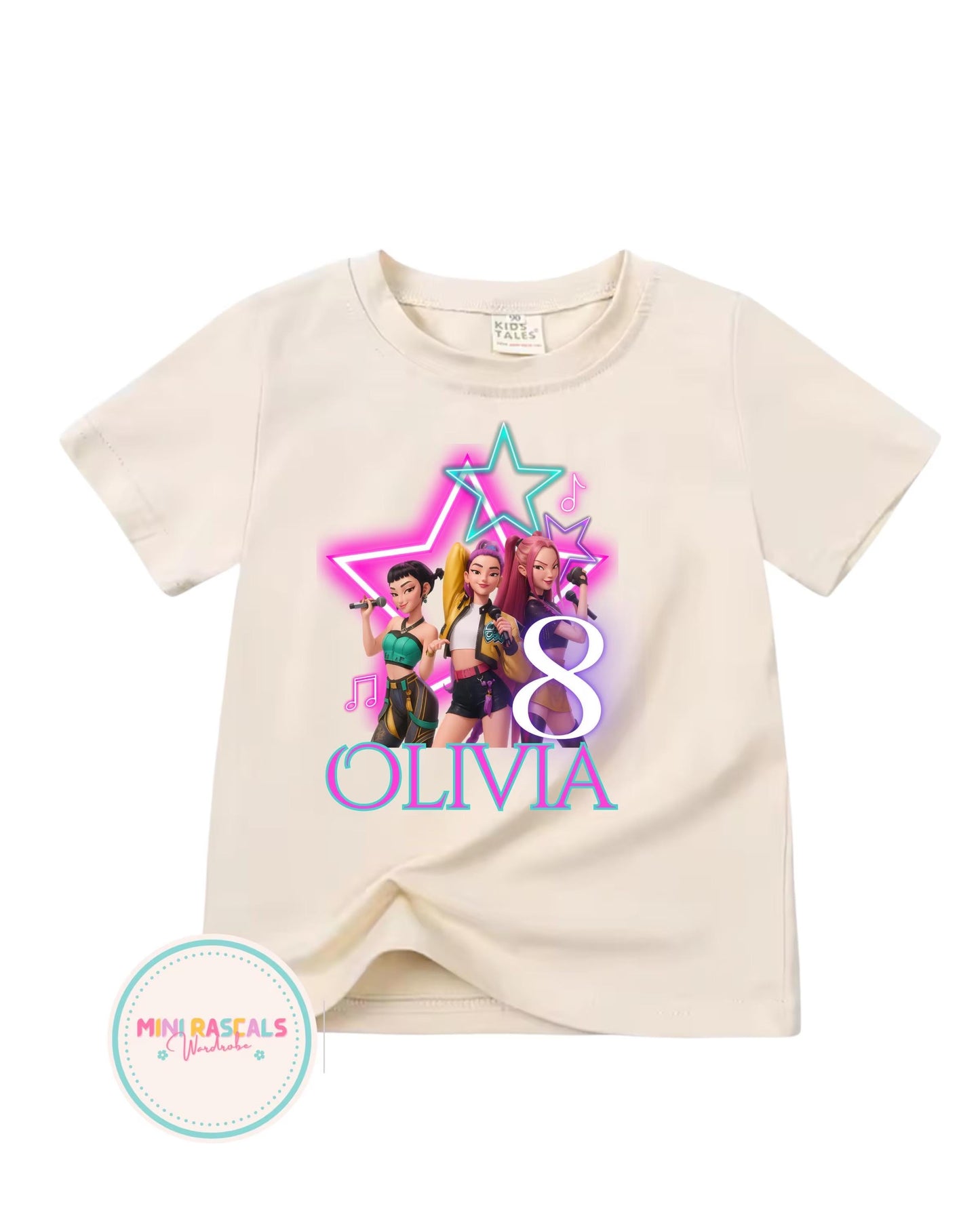 Personalised KPOP Demon Hunters Birthday T-Shirt & Sweatshirt | Custom Name & Age | Huntrxx Kids Birthday Outfit