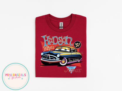 Doc Hudson Shirt for Kids – Hudson Hornet 51 Tee – The Judge Cartoon Car Shirt – Retro Race Car Birthday Gift – Boys Girls Graphic T-Shirt