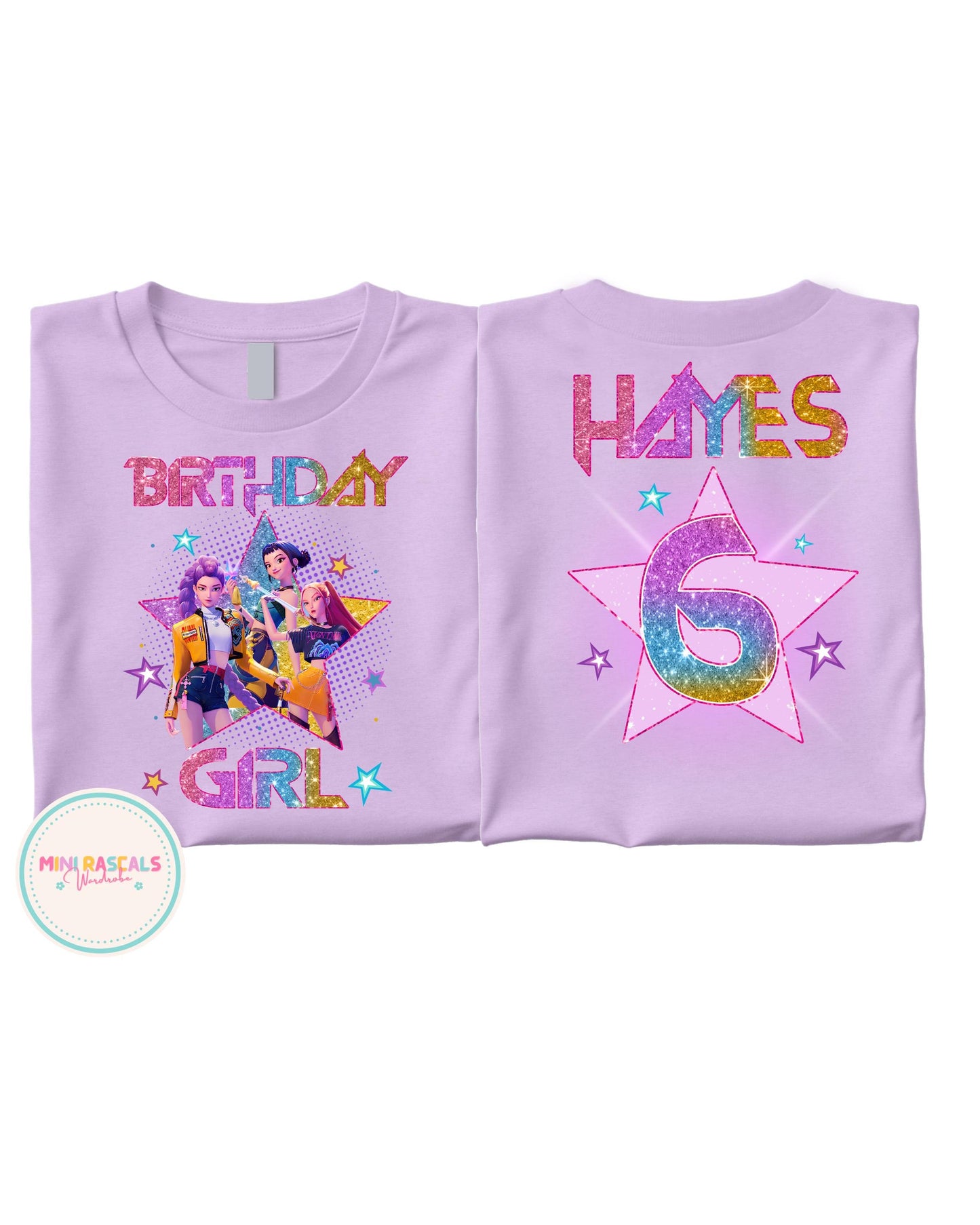 Custom Birthday Girl KPOP Demon Hunters Double-Sided T-Shirt & Sweatshirt | Personalised Kids Birthday Top | Huntrix Inspired