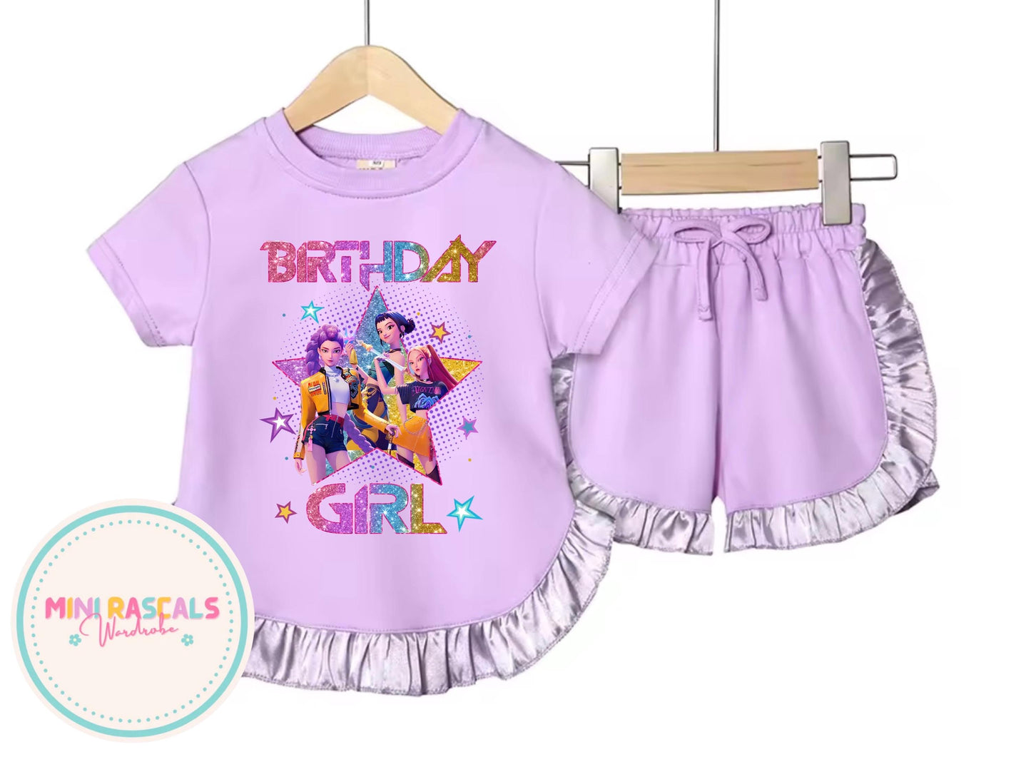 Personalised KPOP Demon Hunters Birthday T-Shirt | Girls Kids Birthday Outfit | Custom Name & Age | Huntrix Inspired