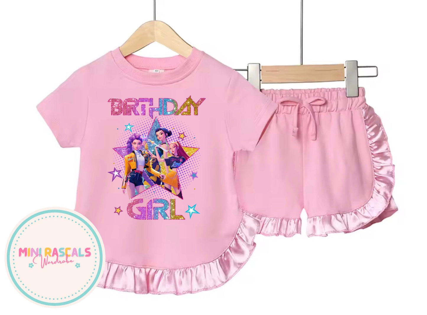Personalised KPOP Demon Hunters Birthday T-Shirt | Girls Kids Birthday Outfit | Custom Name & Age | Huntrix Inspired
