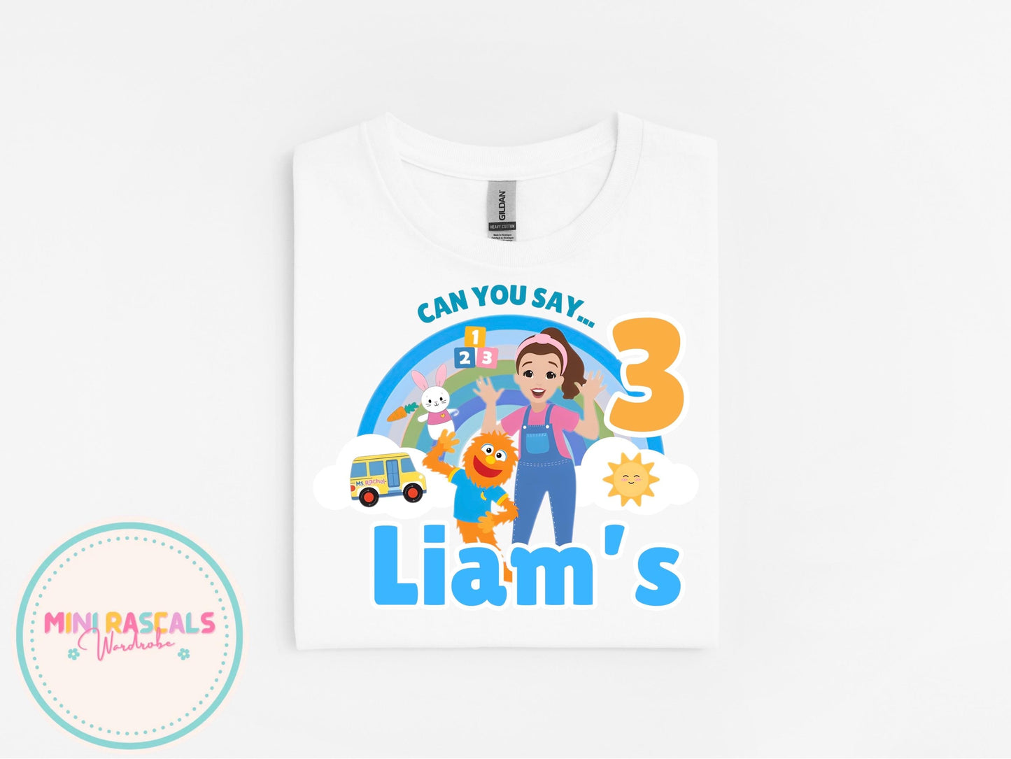 Ms Rachel Blue ‘Can You Say’ Birthday Personalised Tshirt and Sweatshirt – Custom Name Birthday Shirt – Kids Birthday Outfit