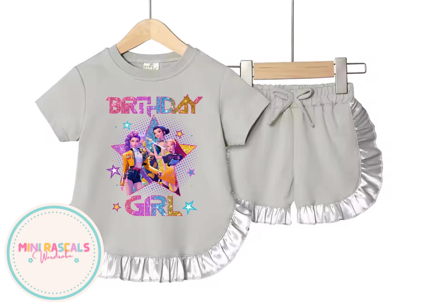Personalised KPOP Demon Hunters Birthday T-Shirt | Girls Kids Birthday Outfit | Custom Name & Age | Huntrix Inspired