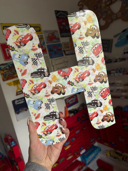 Personalised Acrylic Letters Initials – Lightning McQueen, Disney, Cars Theme Nursery & Bedroom Decor - available in A4 or A5
