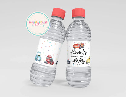 Lightning McQueen Birthday Party Labels – Disney Cars Water Bottle & Fruit Shoot | Mini Rascals