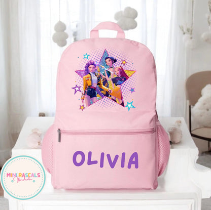 Personalised KPOP Demon Hunters Girls Backpack | Custom Name School Bag | Mini Rascals