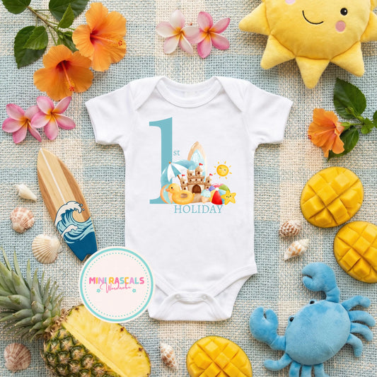 Baby's 1st Holiday Bodysuit | Beach Summer Onesie | First Vacation Keepsake Outfit