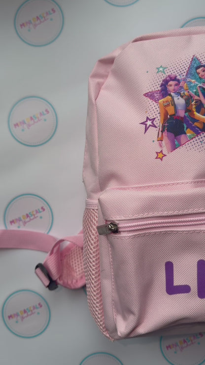 Personalised KPOP Demon Hunters Girls Backpack | Custom Name School Bag | Mini Rascals